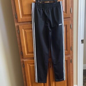 Adidas Youth  Black Joggers with White Stripes